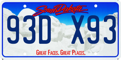 SD license plate 93DX93