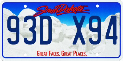 SD license plate 93DX94