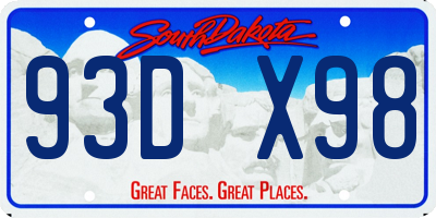 SD license plate 93DX98