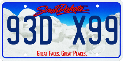 SD license plate 93DX99