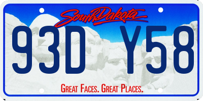 SD license plate 93DY58