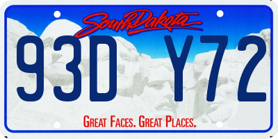 SD license plate 93DY72