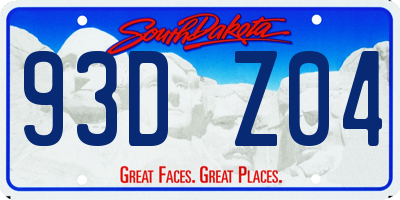 SD license plate 93DZ04