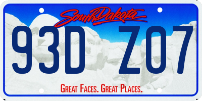 SD license plate 93DZ07