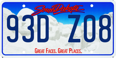 SD license plate 93DZ08