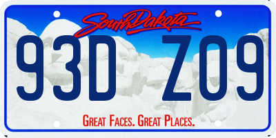 SD license plate 93DZ09