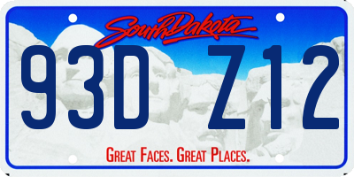 SD license plate 93DZ12
