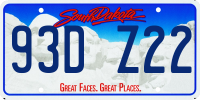 SD license plate 93DZ22