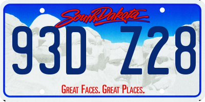 SD license plate 93DZ28