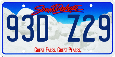 SD license plate 93DZ29