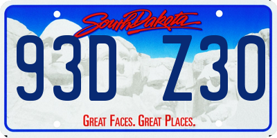 SD license plate 93DZ30
