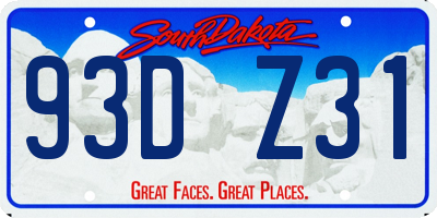 SD license plate 93DZ31