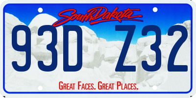 SD license plate 93DZ32