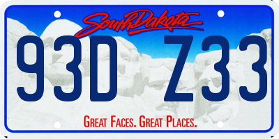 SD license plate 93DZ33