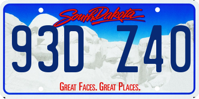 SD license plate 93DZ40