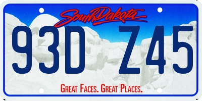 SD license plate 93DZ45