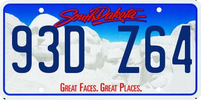 SD license plate 93DZ64