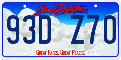 SD license plate 93DZ70