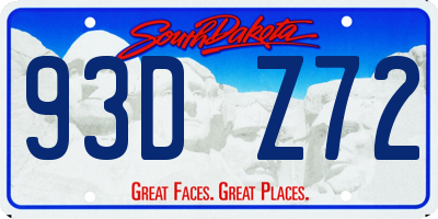 SD license plate 93DZ72