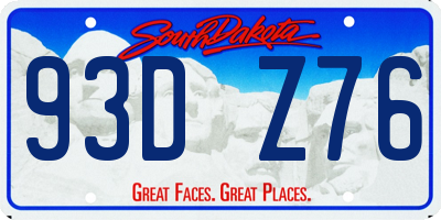 SD license plate 93DZ76