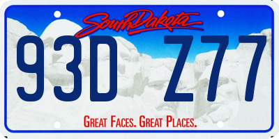 SD license plate 93DZ77