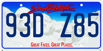 SD license plate 93DZ85