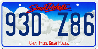 SD license plate 93DZ86
