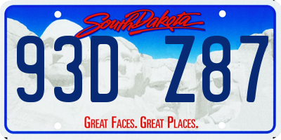 SD license plate 93DZ87