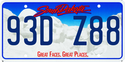 SD license plate 93DZ88