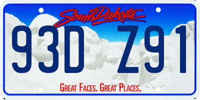 SD license plate 93DZ91