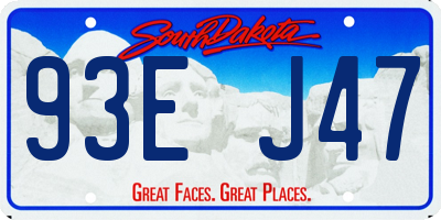 SD license plate 93EJ47