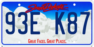 SD license plate 93EK87