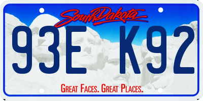 SD license plate 93EK92