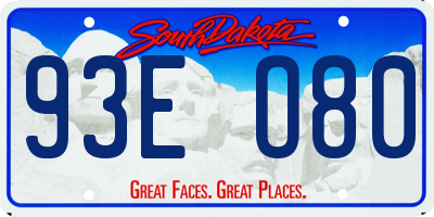 SD license plate 93EO80