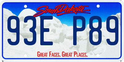SD license plate 93EP89