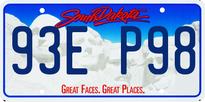 SD license plate 93EP98