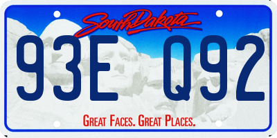 SD license plate 93EQ92