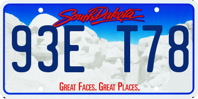 SD license plate 93ET78