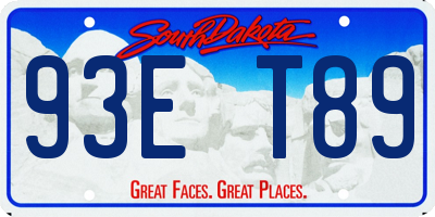 SD license plate 93ET89