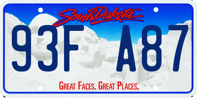 SD license plate 93FA87