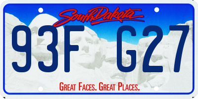 SD license plate 93FG27