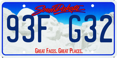 SD license plate 93FG32