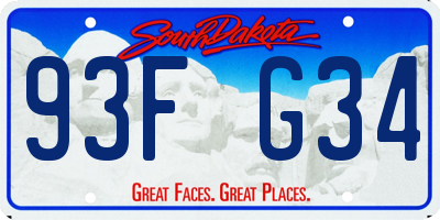 SD license plate 93FG34