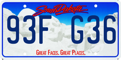 SD license plate 93FG36