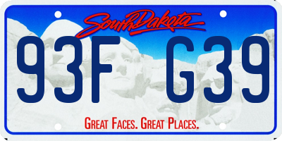 SD license plate 93FG39