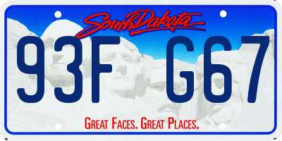 SD license plate 93FG67