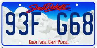 SD license plate 93FG68