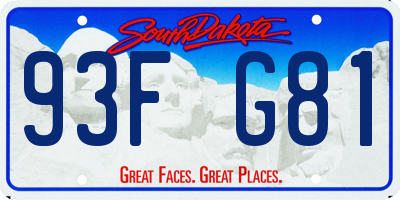 SD license plate 93FG81