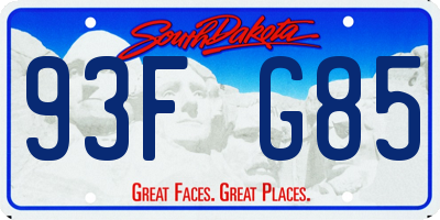 SD license plate 93FG85