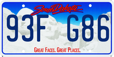 SD license plate 93FG86